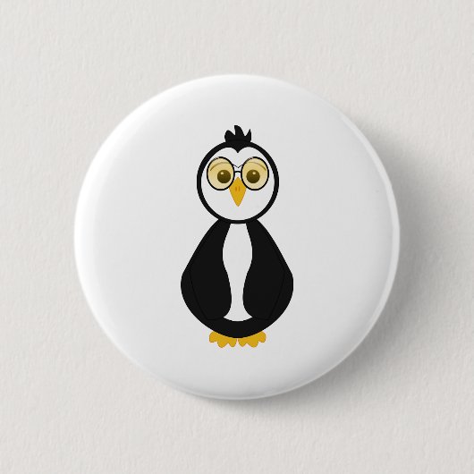 Schattigee nerdy pinguïn ronde button 5,7 cm (Voorkant)