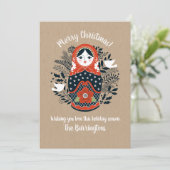 Schattigee Nesting Doll Kerstkaart Kaart (Staand voorkant)