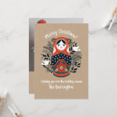 Schattigee Nesting Doll Kerstkaart Kaart (Voorkant / Achterkant in situ)