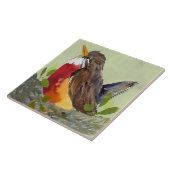 Schattigee nesting Robin Trivet Tegeltje (Zijkant)
