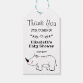 Schattigee neushoorn Baby shower Rhino 1e Verjaard Cadeaulabel (Voorkant)