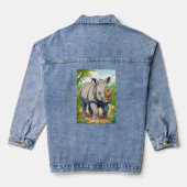 Schattigee neushoorn Cartoon-Sticker stijl Baby Denim Jacket (Achterkant)