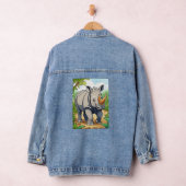 Schattigee neushoorn Cartoon-Sticker stijl Baby Denim Jacket (Hangar)