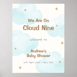 Schattigee neutraal cloud negen sterren Baby showe Poster
