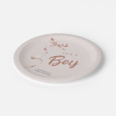 Schattigee Neutral Bow Ribbon Boy Baby shower Papieren Bordje (Gekanteld)