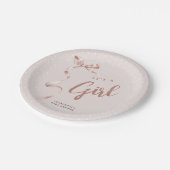 Schattigee Neutral Bow Ribbon Girl Baby shower Papieren Bordje (Gekanteld)