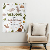 Schattigee Neutral Dinosaur Party Tapestry Welkoms Wandkleed
