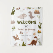 Schattigee Neutral Dinosaur Party Tapestry Welkoms Wandkleed (Voorkant)