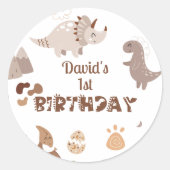 Schattigee Neutral Dinosaur Verjaardag Stickers (Voorkant)