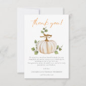 Schattigee Neutral Herfst Pumpkin Baby shower Bedankkaart (Voorkant)