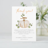 Schattigee Neutral Herfst Pumpkin Baby shower Bedankkaart (Staand voorkant)