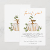 Schattigee Neutral Herfst Pumpkin Baby shower Bedankkaart (Voorkant / Achterkant)