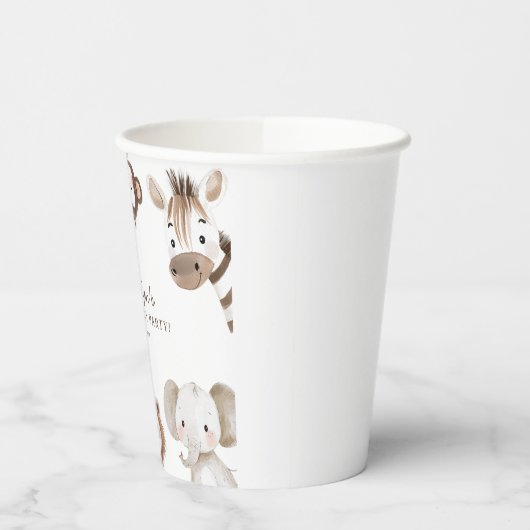 Schattigee Neutral Safari Oerwoud Verjaardagsfeest Papieren Bekers (Links)