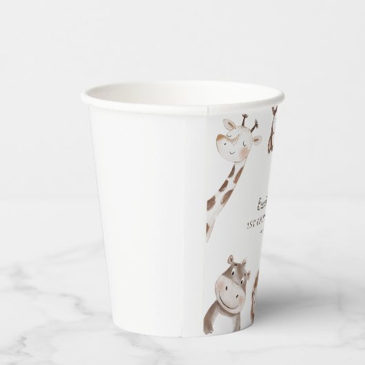 Schattigee Neutral Safari Oerwoud Verjaardagsfeest Papieren Bekers (Rechts)