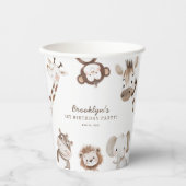 Schattigee Neutral Safari Oerwoud Verjaardagsfeest Papieren Bekers (Voorkant)