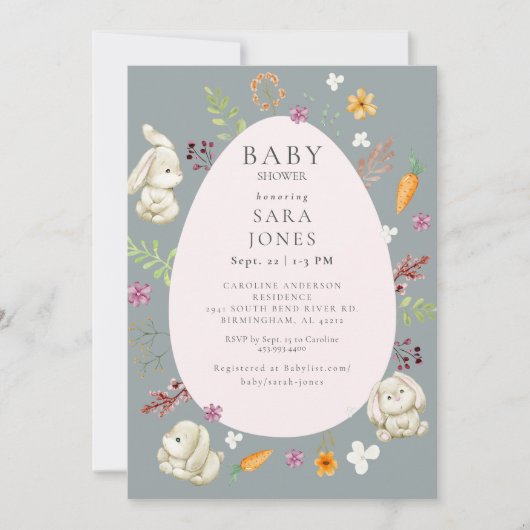 Schattigee Neutral Waterverf Bunny Baby shower Kaart (Voorkant)