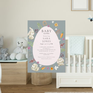 Schattigee Neutral Waterverf Bunny Baby shower Kaart