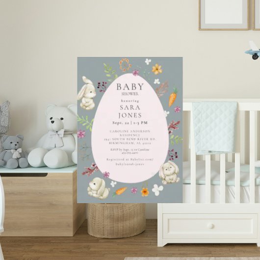 Schattigee Neutral Waterverf Bunny Baby shower Kaart