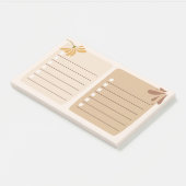 Schattigee neutrale achtergrond met bloemenbruin post-it® notes (Schuin)