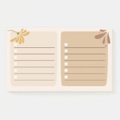 Schattigee neutrale achtergrond met bloemenbruin post-it® notes (Voorkant)