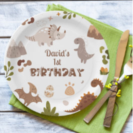 Schattigee neutrale dinosaurusverjaardag papieren bordje