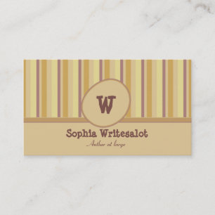 Schattigee neutrale kleuren gestreept monogram visitekaartje