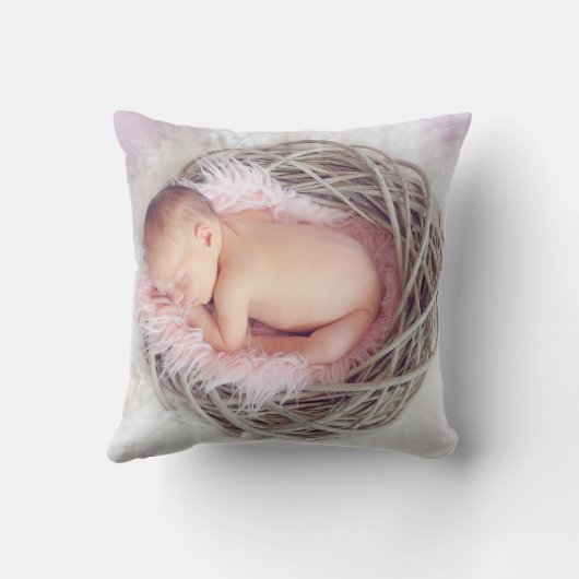 Schattigee Newborn Keepsake Geboortestatistieken R Kussen (Achterkant)