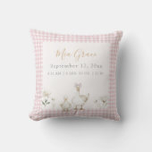 Schattigee Newborn Keepsake Geboortestatistieken R Kussen (Voorkant)