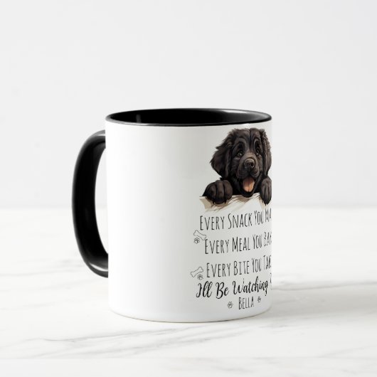 Schattigee Newfoundland Dog Funny Custom Mok (Voorkant links)