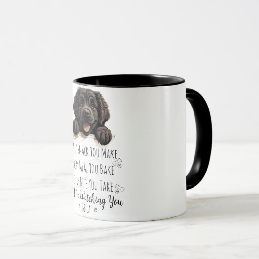 Schattigee Newfoundland Dog Funny Custom Mok (Voorkant rechts)