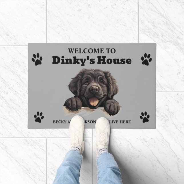 Schattigee Newfoundland hondenfoto Deurmat (Binnen)