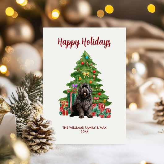 Schattigee Newfoundlander Hondenfamilie Kerstmis Feestdagenkaart