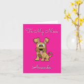 Schattigee Niece Verjaardag Kaart - Funny Dog (Gele Bloem)