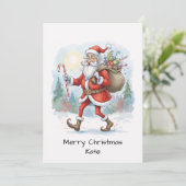  Schattigee Niet Foto Santa Claus Feestdagenkaart (Staand voorkant)