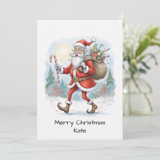 Schattigee Niet Foto Santa Claus Feestdagenkaart (Staand voorkant)