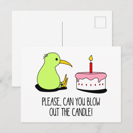 Schattigee Nieuw-Zeelandse Kiwi verjaardagstaart Briefkaart (Voorkant / Achterkant)