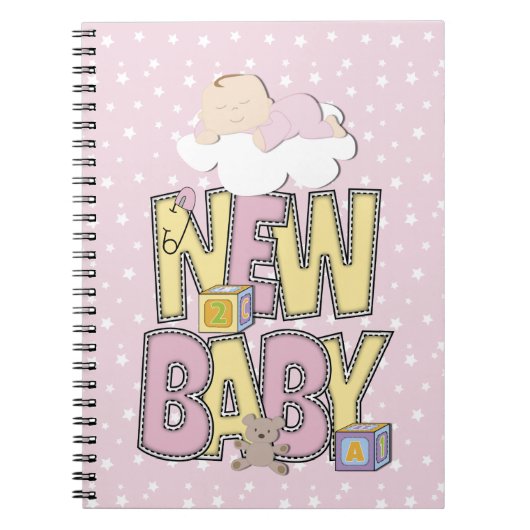 Schattigee Nieuwe Baby Meisje iPad notitieboek (Voorkant)