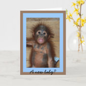 Schattigee nieuwe Baby Monkey Business Kaart (Gele Bloem)