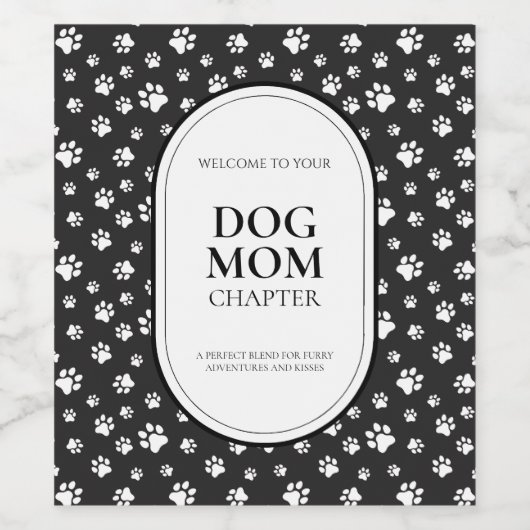 Schattigee nieuwe hond mam cadeau mini poten wijn etiket (Enkel label)