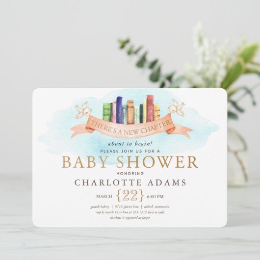 Schattigee nieuwe hoofdstukboeken Baby shower Uitn Kaart (Staand voorkant)