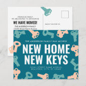 Schattigee nieuwe huissleutels We hebben verhuisaa Aankondigingskaart (Voorkant / Achterkant)