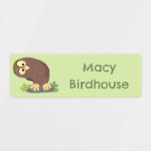 Schattigee nieuwsgierige grappige bruine uil carto labels (Design 1)