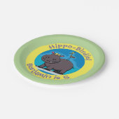 Schattigee nijlpaard met vogelgepersonaliseerde ca papieren bordje (Gekanteld)