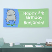 Schattigee nijlpaard springen cartoon gepersonalis spandoek (Beurs)