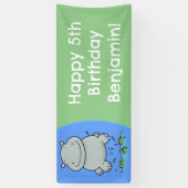 Schattigee nijlpaard springen cartoon gepersonalis spandoek (Verticaal)