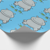 Schattigee nijlpaard springen cartoon Verjaardag Cadeaupapier (Hoek)