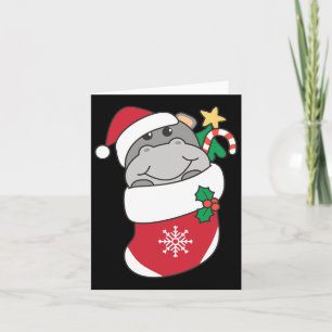 Schattigee nijlpaarden in kerstkousen voor Kerstmi Kaart