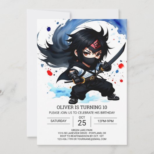 Schattigee Ninja Adventure Kinderen Verjaardag Kaart (Voorkant)
