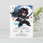 Schattigee Ninja Adventure Kinderen Verjaardag Kaart (Staand voorkant)