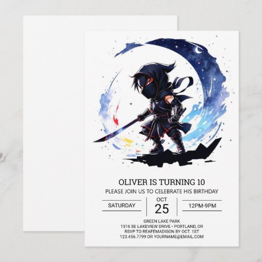 Schattigee Ninja Adventure Verjaardag Kaart (Voorkant / Achterkant)